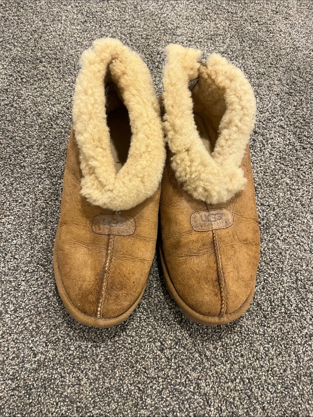 UGG Chestnut Suede Shearling Cuff Slip-On Slippers